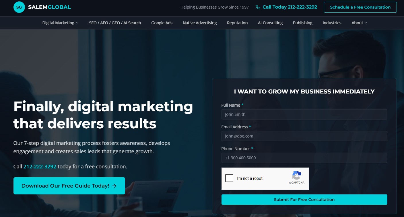 Press Release: SalemGlobal Launches New AI-Powered Website, Embracing the Future of Search, SEO, AEO, and GEO