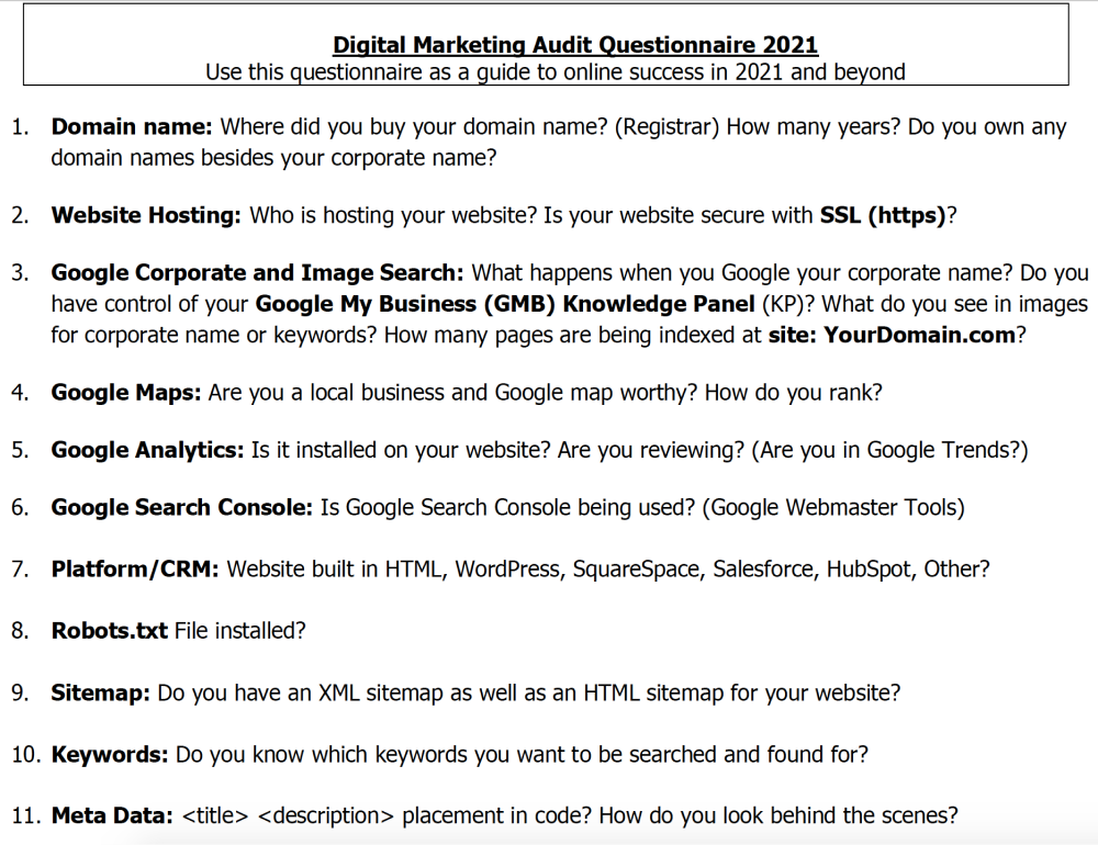 salemglobal digital marketing audit questionnaire May 2021